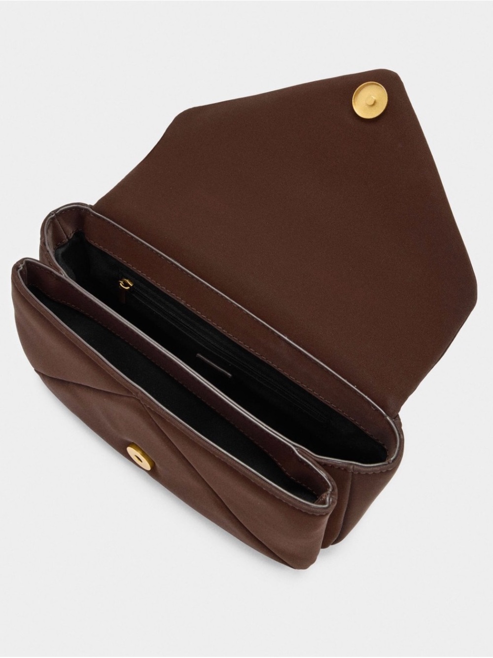 Quilted Brown Women's Crossbody Wallet Bag with Gold-Tone Snap